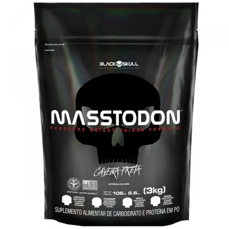 Suplemento Black Skull Hipercalórico Masstodon Banana Refíl 900g