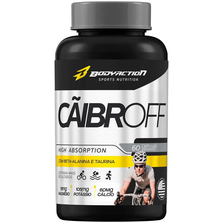 Caibroff 60 cápsulas Bodyaction Beta Alanina Taurina Magnesio Potasio Calcio Anti Caimbras