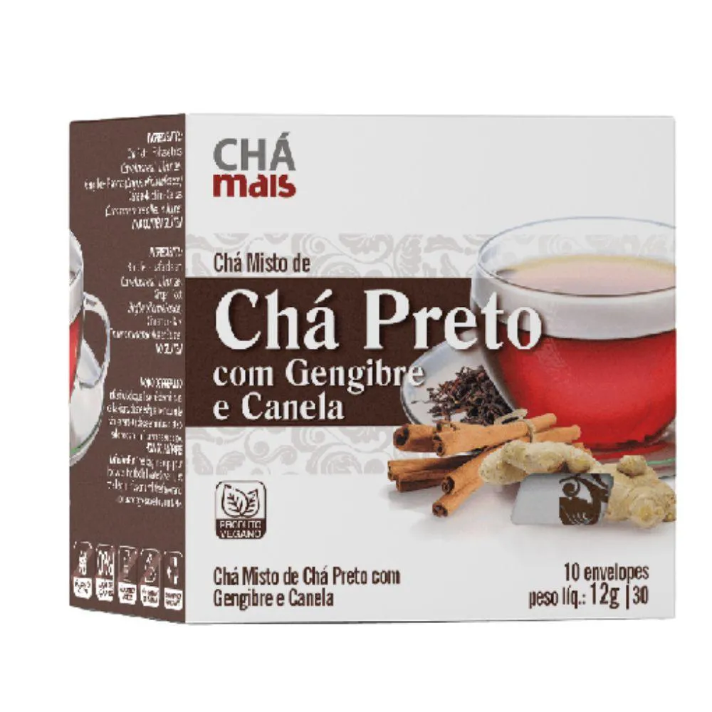 Chá Misto de Chá Preto, Gengibre e Canela 10 Sachês - Chá Mais