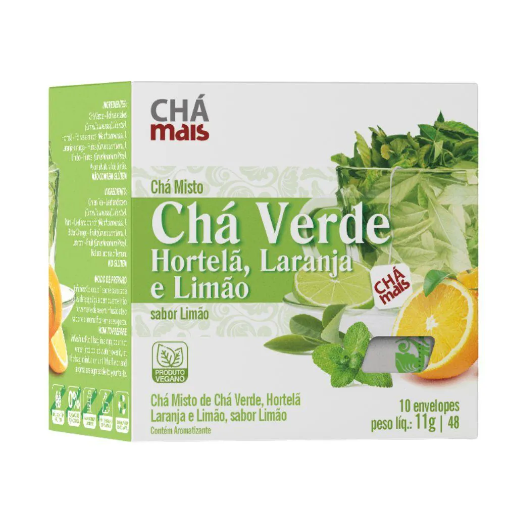 Chámistodecháverde,hortelã,laranjaelimão10sachês-chámais