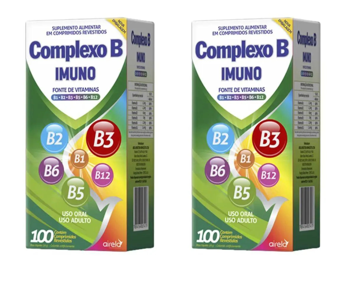 2 Complexo B B12 B1 B2 B3 B5 B6 B12 com 100 comprimidos