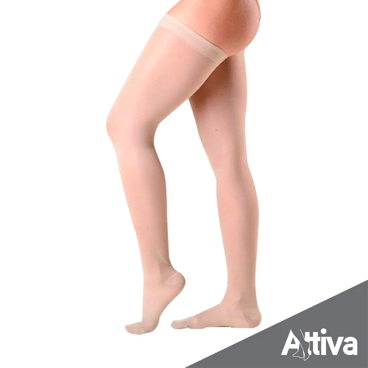 Meia Coxa 7/8 Attiva Alta Compressao 20-30 Fem Fechada Natural P