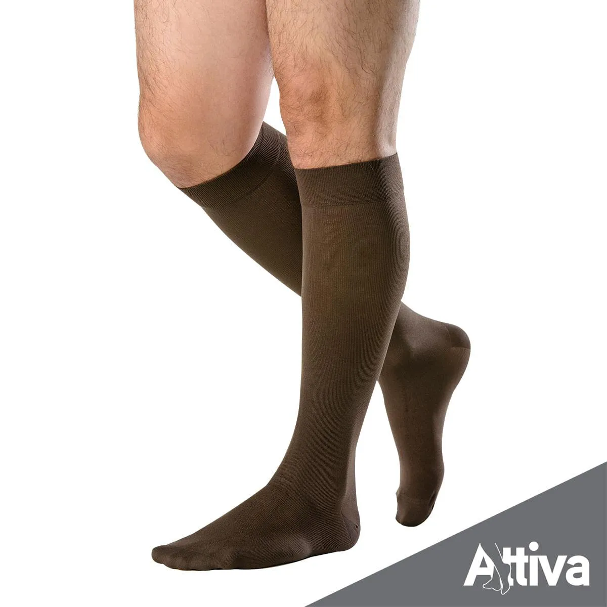 Meia ¾ Panturrilha Attiva Alta Compressao 20-30 Mas Fechada Marrom G