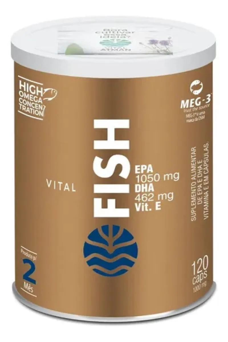 VITAL FISH - 120 CáPSULAS - VITAL ÂTMAN, VITAL ATMAN OMEGA 3 DHA E EPA 1000MG