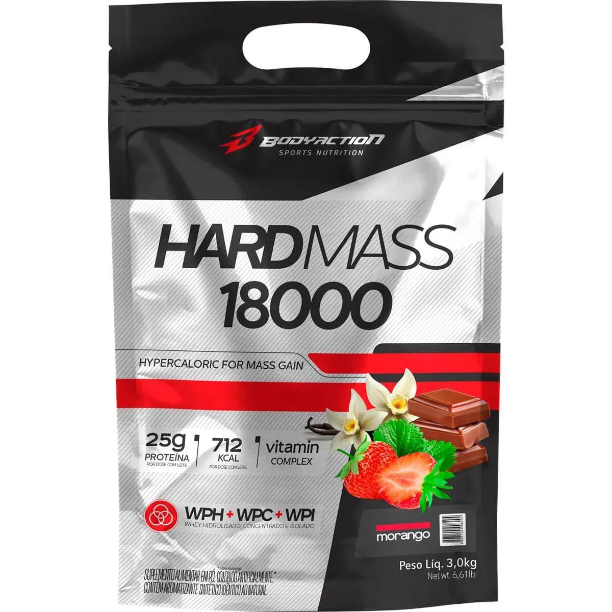 Suplemento Body Action Hard Mass 18000 Morango 3kg