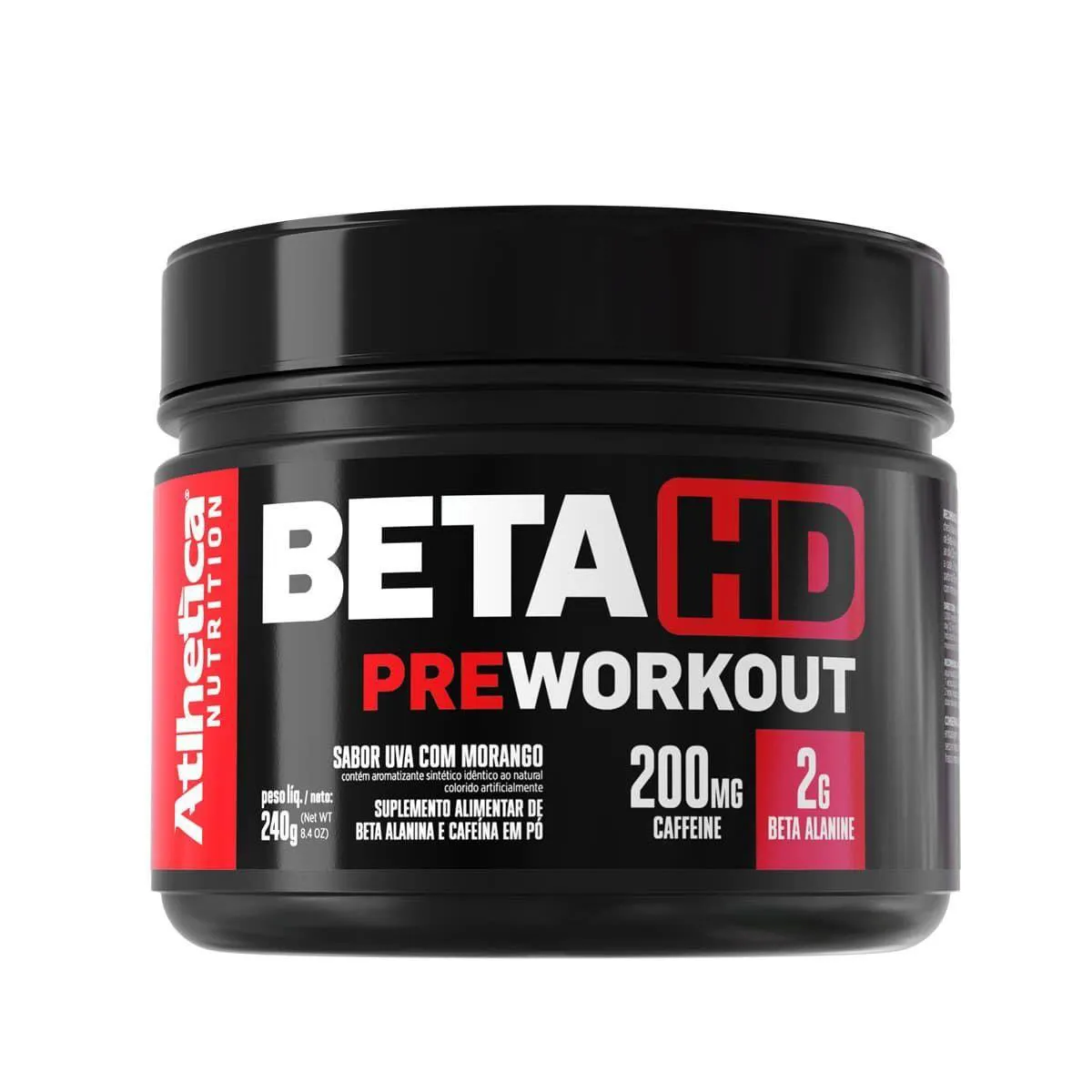 Pré-Treino Athletica Nutrition Beta Alanina + Cafeína Beta HD Uva com Morango 240g