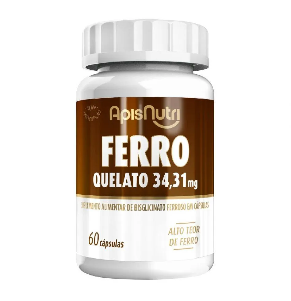 Ferro Quelato 34,31mg (60 Cápsulas) - Padrão: Único