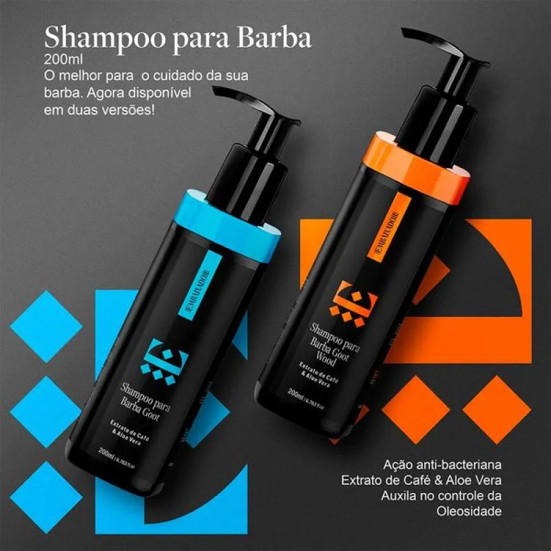 Kit Barba Goot Wood - Óleo + Balm + Shampoo Barba Embaixador 200ml