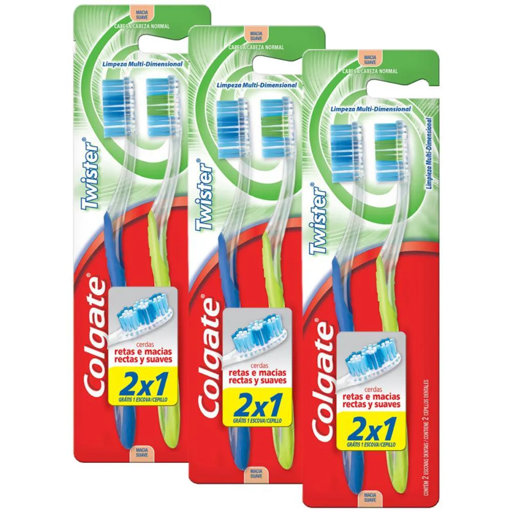 Kit 3 Escovas Dentais Colgate Twister 2 unidades Leve 2 Pague 1