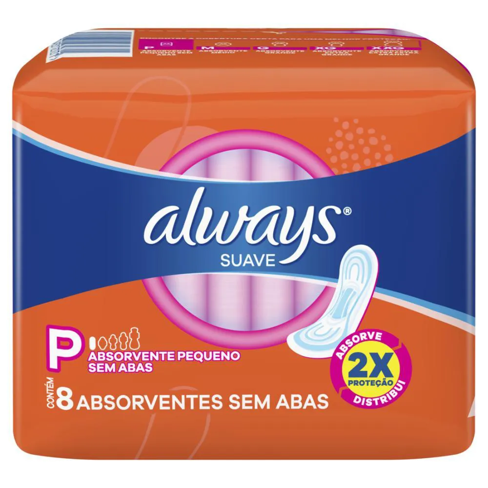 Absorvente Always Super Proteção Suave sem Abas - 8 unidades