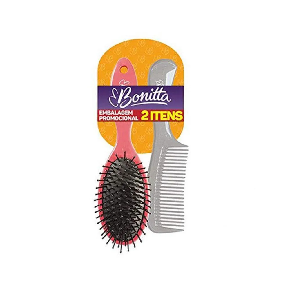 Kit Escova e Pente de Cabelo Bonita Médio