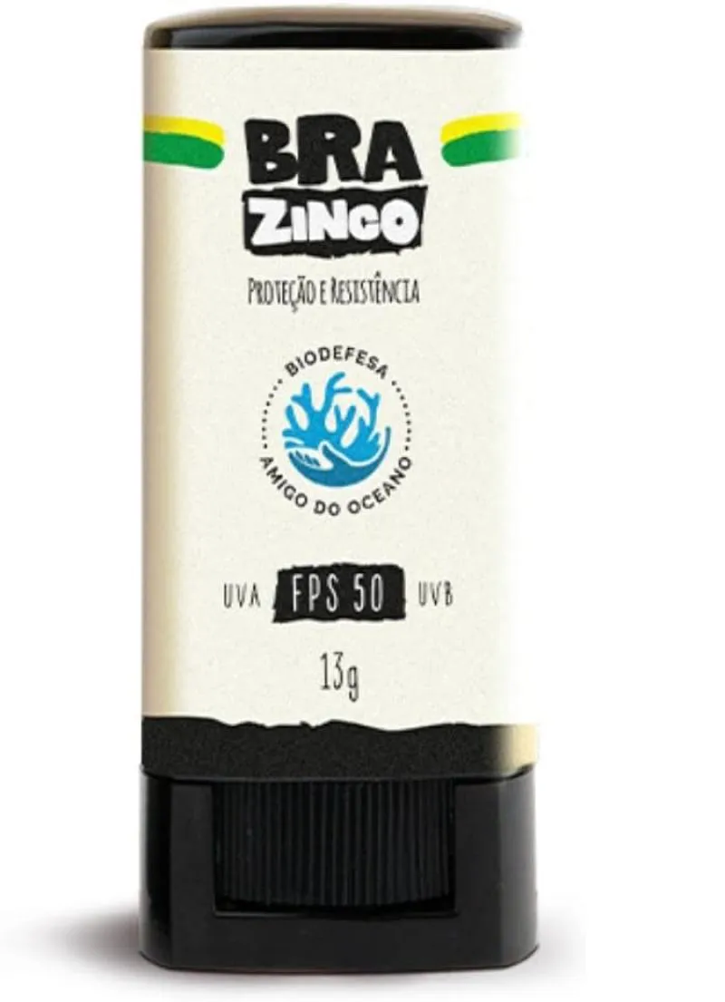 Protetor Solar Facial Em Bastão Brazinco 13G Fps50 Incolor Resistente À Água