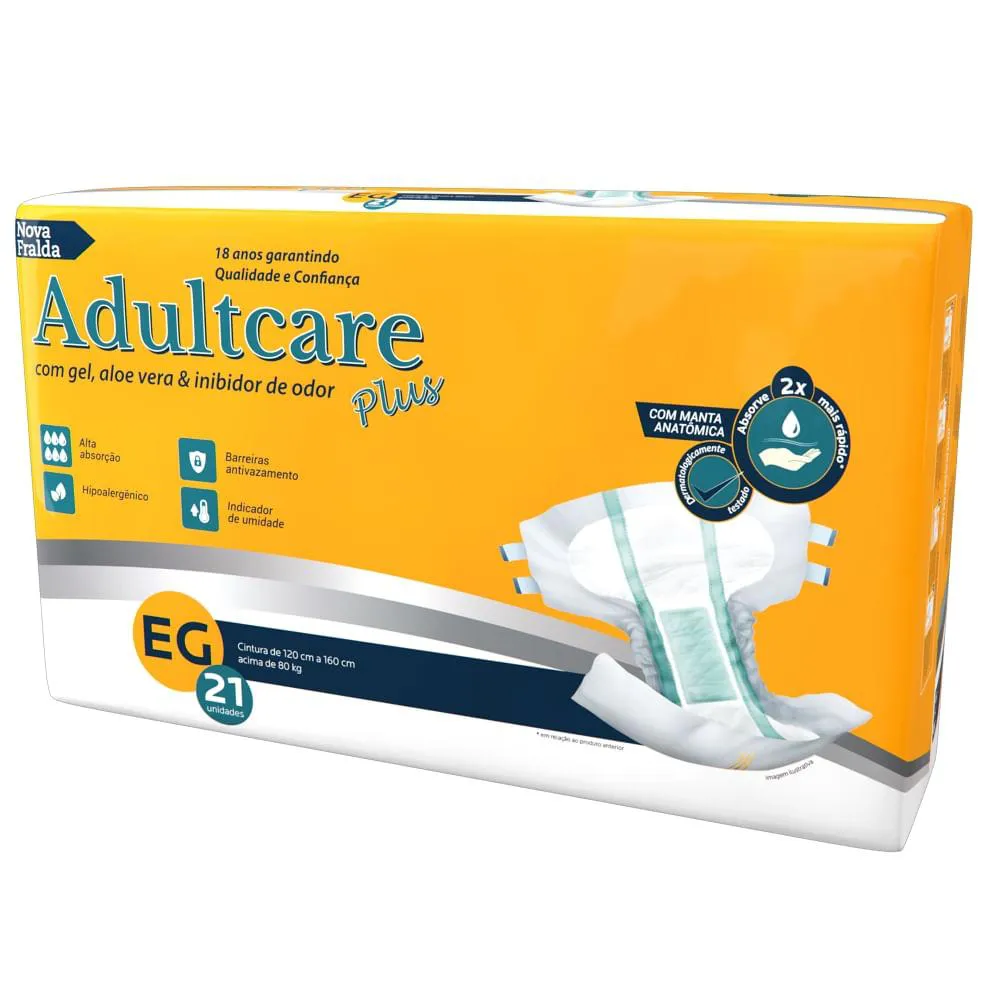 Fralda Geriátrica Adultcare Plus Tam Eg - 21 Fraldas