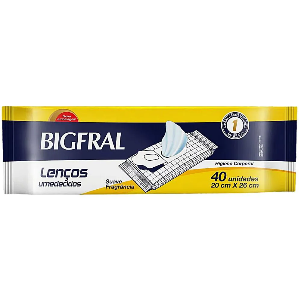 Lenços Umedecidos Bigfral 20x26cm - 40 unidades