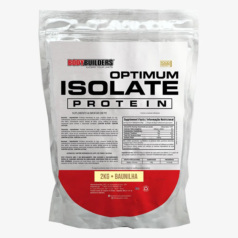 Optimum Isolate Whey Protein 2 Kg - Recuperação Muscular - Bodybuilders Baunilha