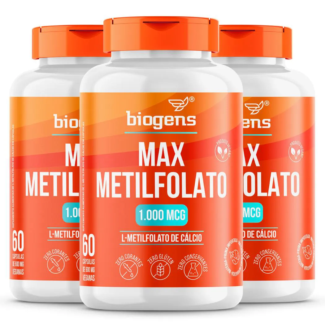 Biogens Kit 3x Max Metilfolato 1000mcg 60 Cápsulas