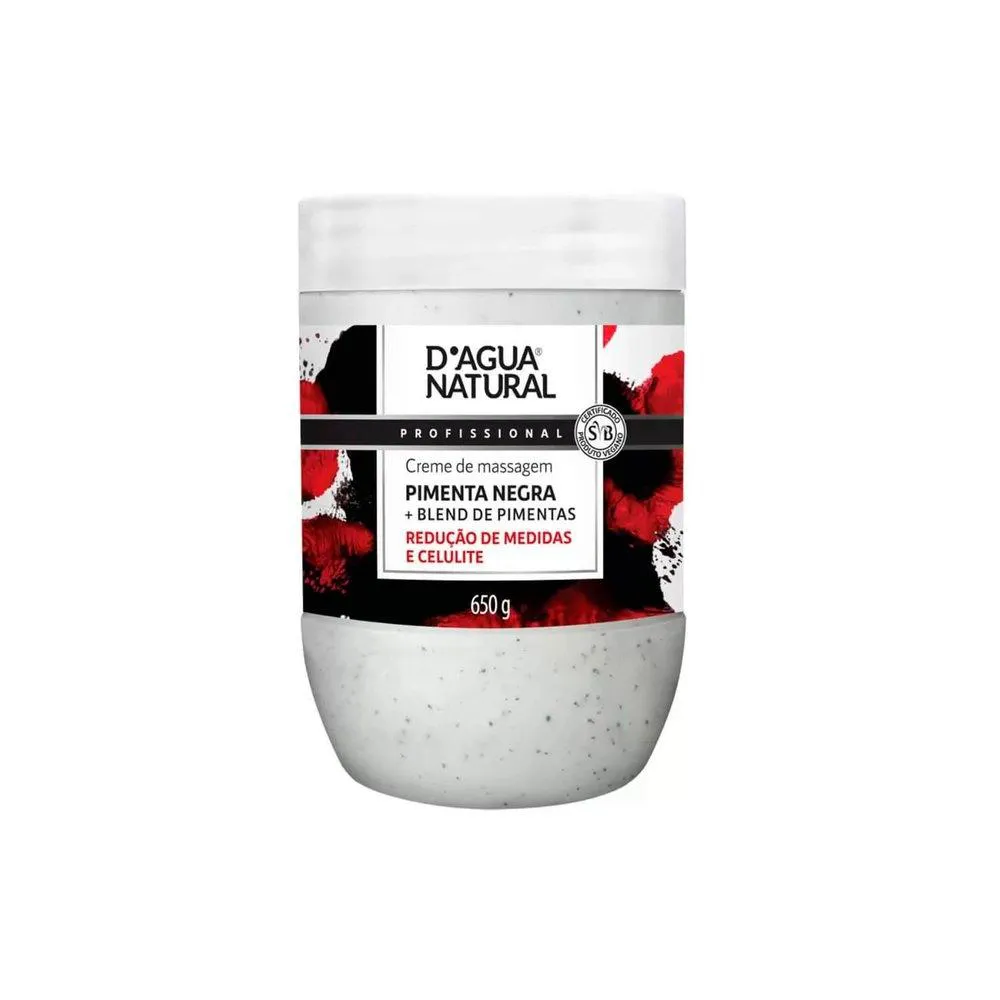 CREME DE MASSAGEM D’áGUA NATURAL PIMENTA NEGRA - 650G