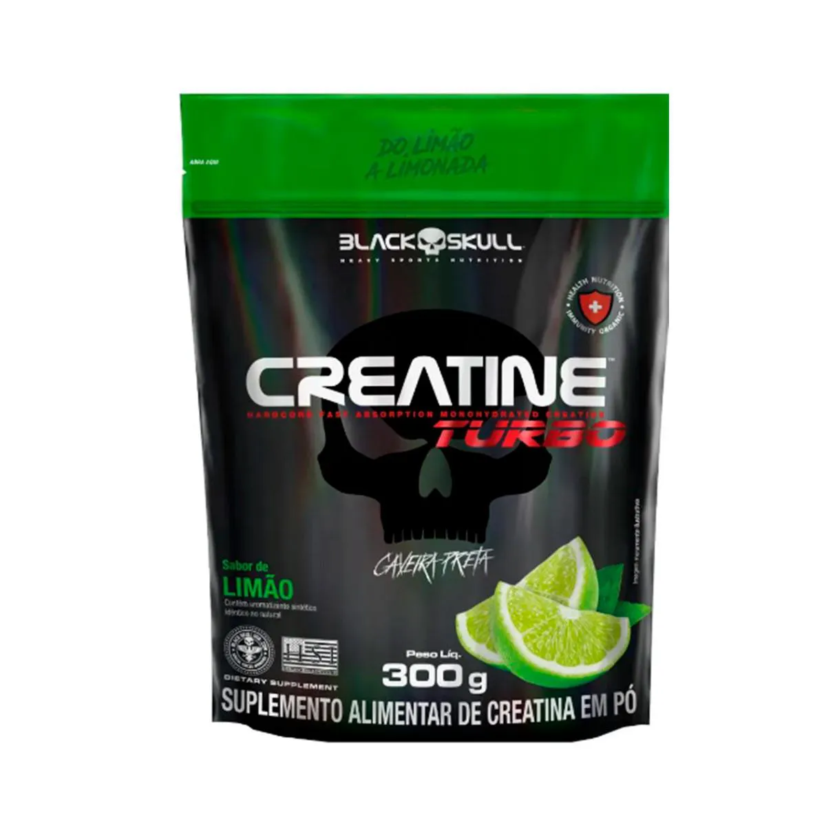Creatina Black Skull Turbo Stand Up Pouch Limão 300g
