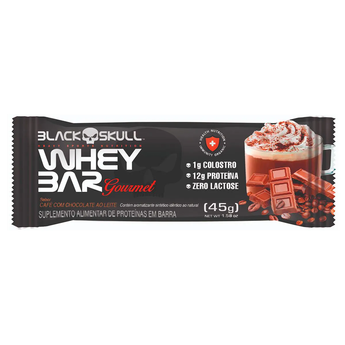 Barra de Proteína Black Skull Whey Bar Gourmet Café 45g
