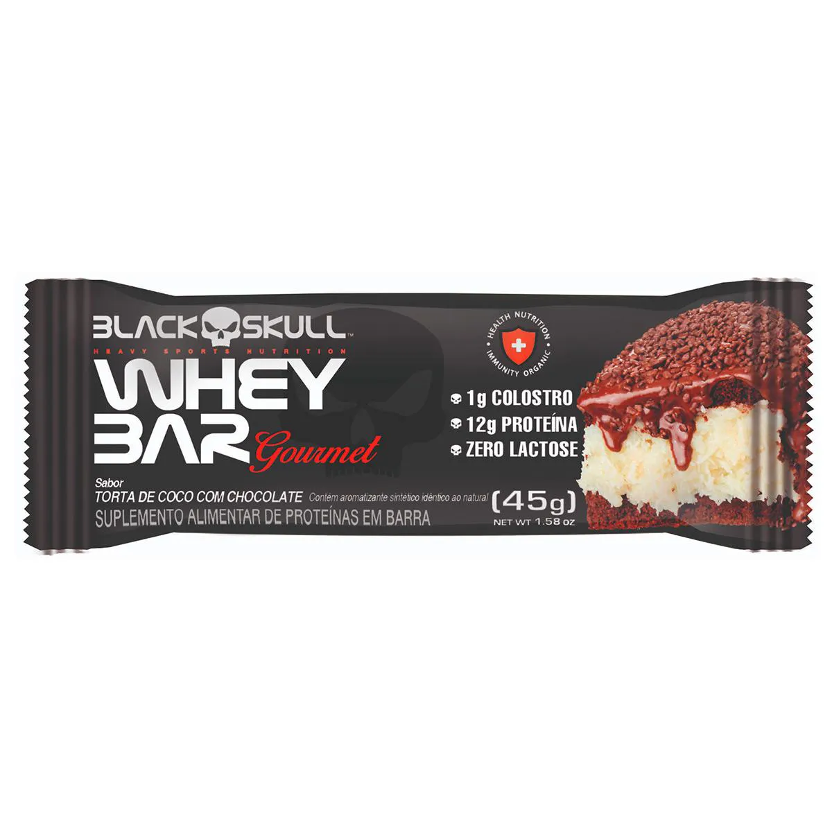 Barra de Proteína Black Skull Whey Bar Gourmet Coco 45g
