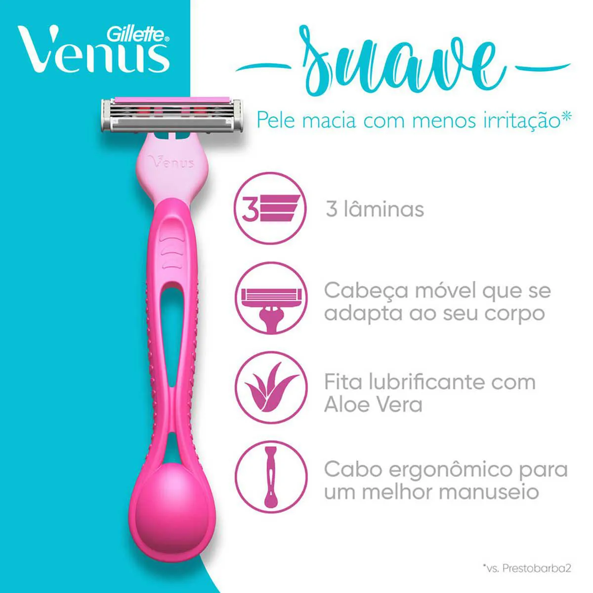 Aparelho de Depilar Descartável Gillete Venus Suave com 4 unidades