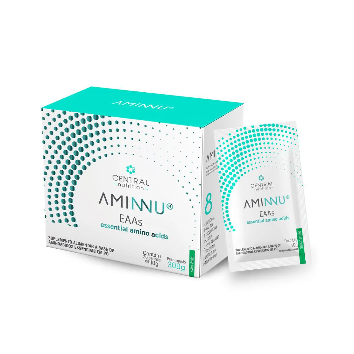 Aminnu eaas Aminoácidos 30 Sachês 10G Central Nutrition Limão