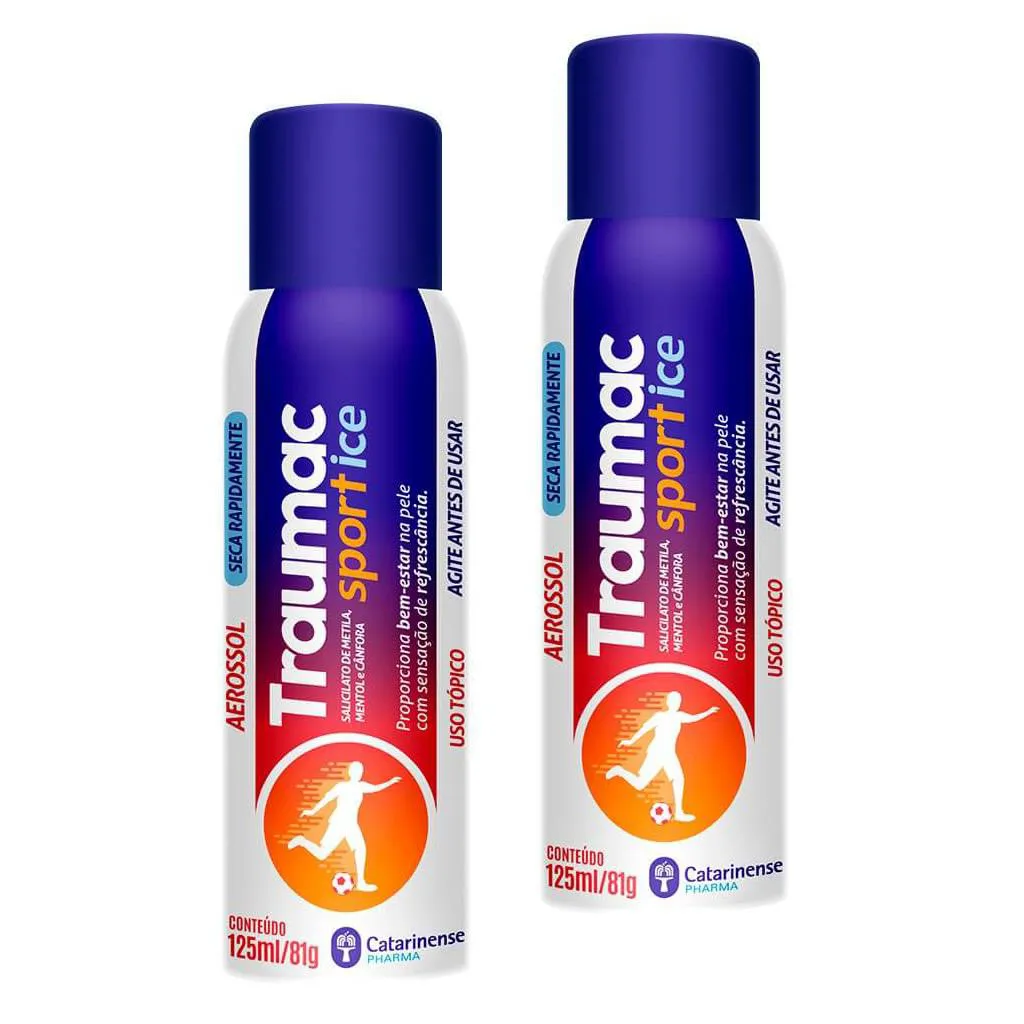 Kit 2 Traumac Sport Ice Mentol Cânfora 125ml Catarinense Lata Azul