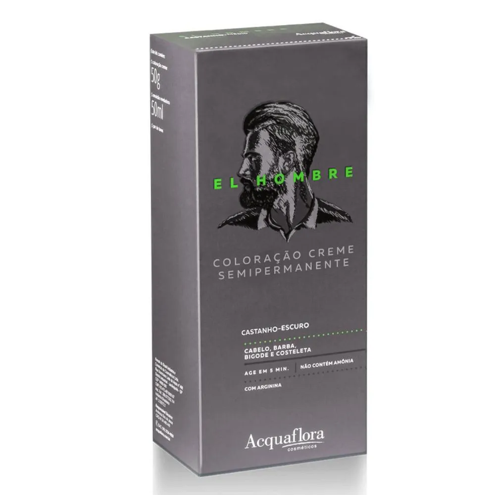 Kit Coloração Creme Semipermanente Acquaflora El Hombre Castanho-escuro