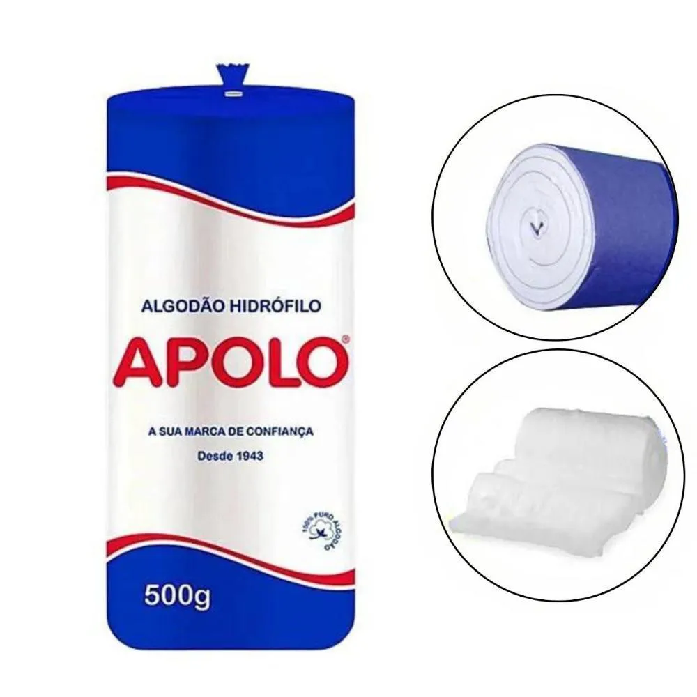 Kit Algodão Hidrófilo Apolo em Rolo 500g C/3