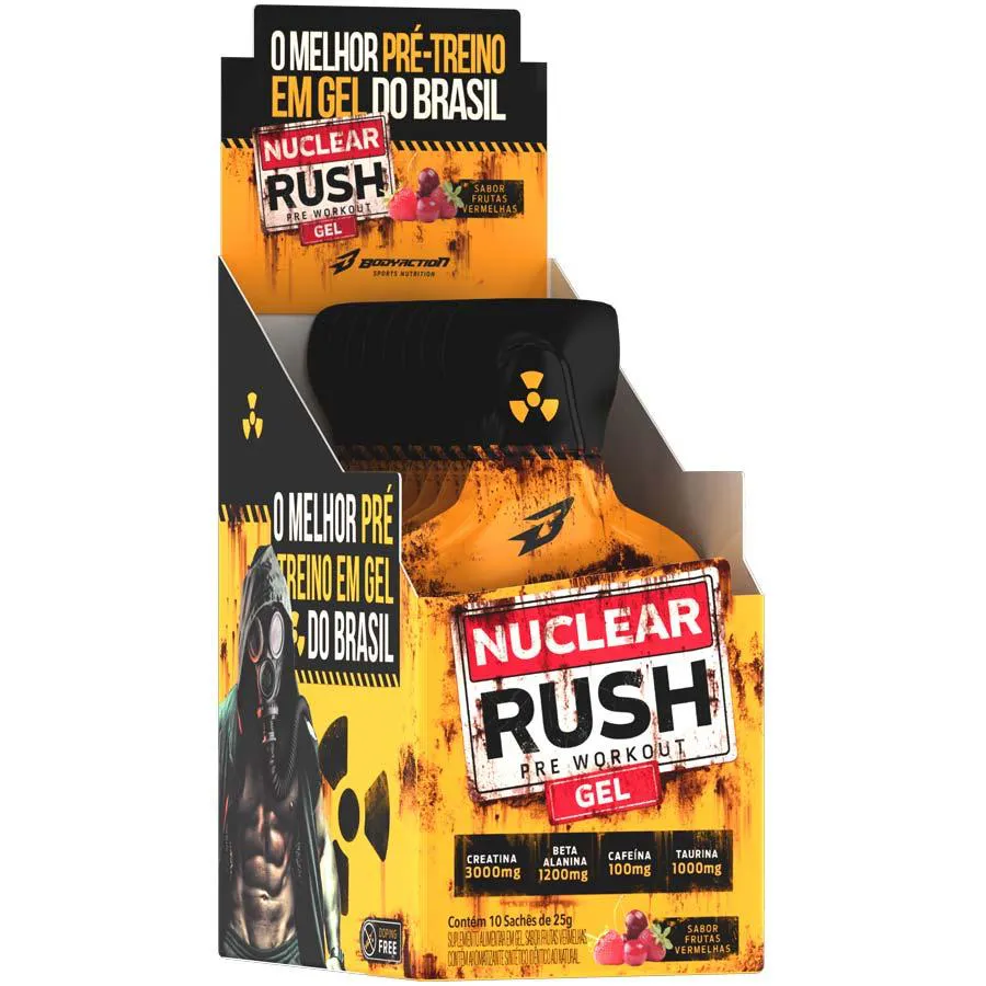 Pre Treino Nuclear Rush Gel 10 Sachês Bodyaction Frutas Vermelhas