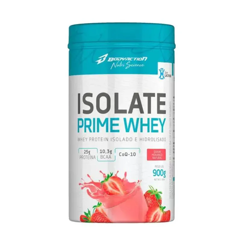 Isolate Prime Whey Isolada Hidrolisada Bodyaction 900g Morango