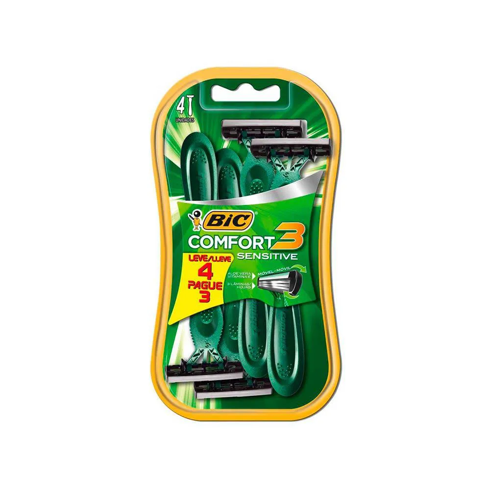 Aparelho Barbear Bic Comfort 3 Pele Sensivel Lv4 Pg3