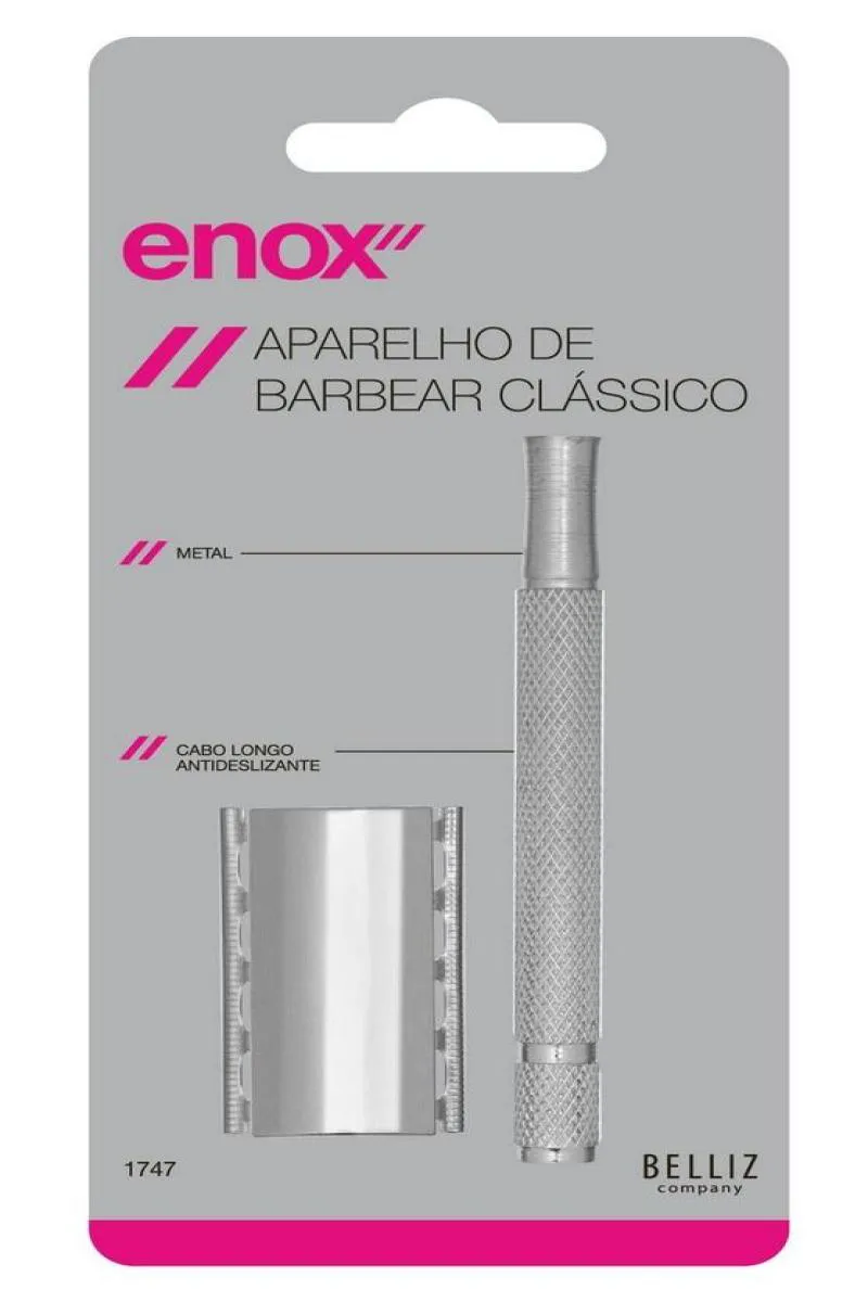 Aparelho Barbear de Metal Cabo Longo Cod. 1747 - Enox Belliz