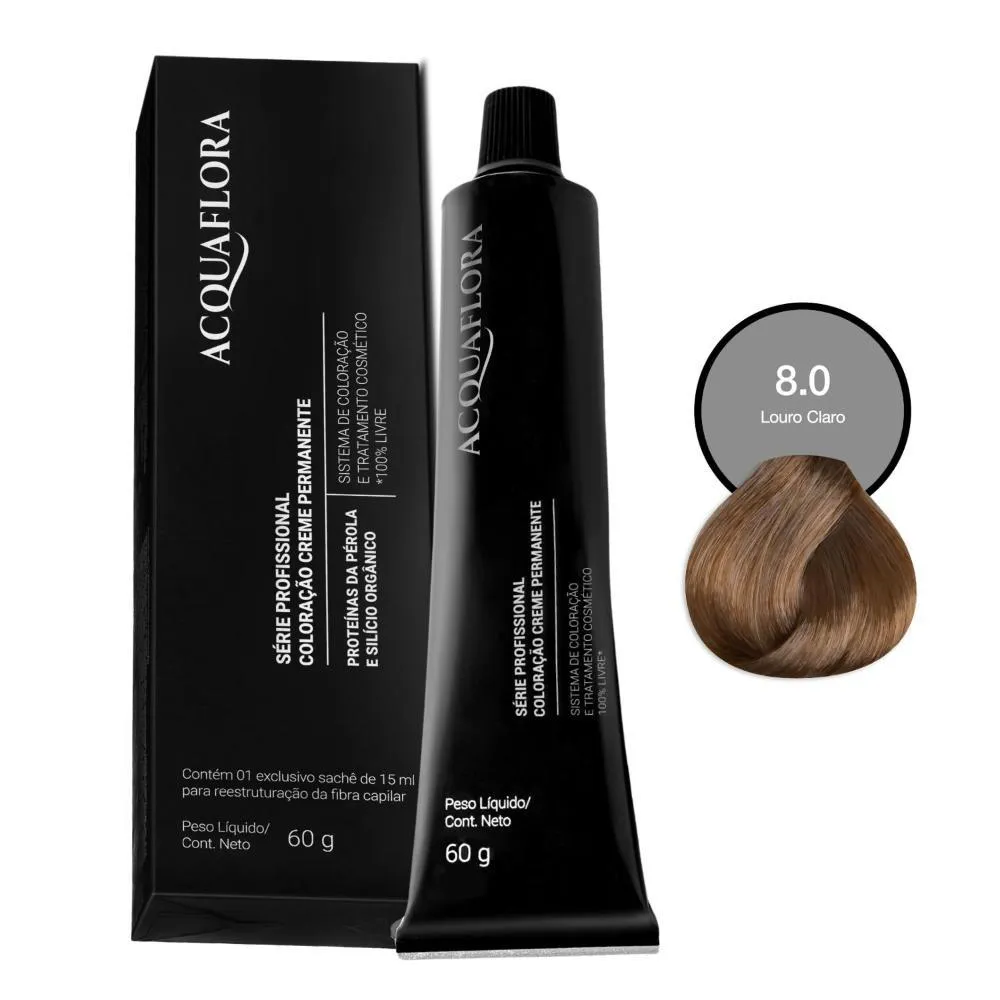 Coloração Creme Permanente Acquaflora 8.0 Louro Claro 60g