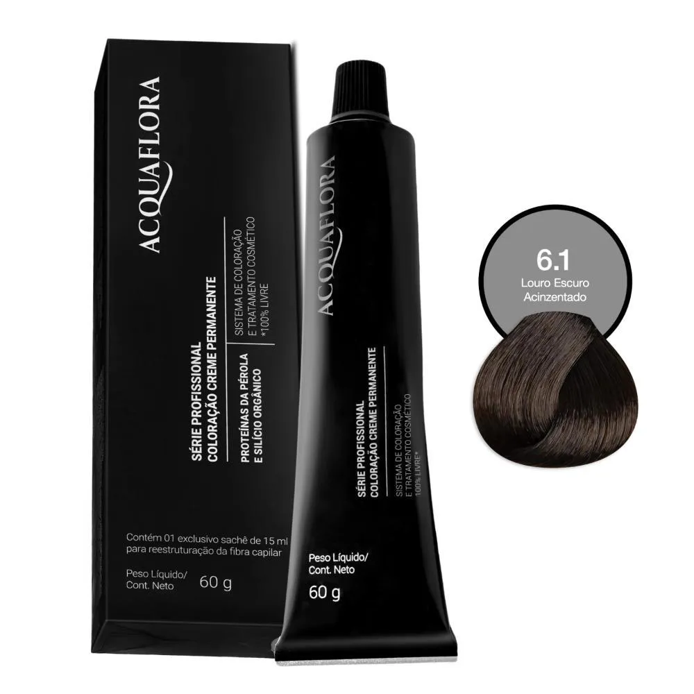 Coloração Creme Permanente Acquaflora 6.1 Louro Escuro Acinzentado 60g