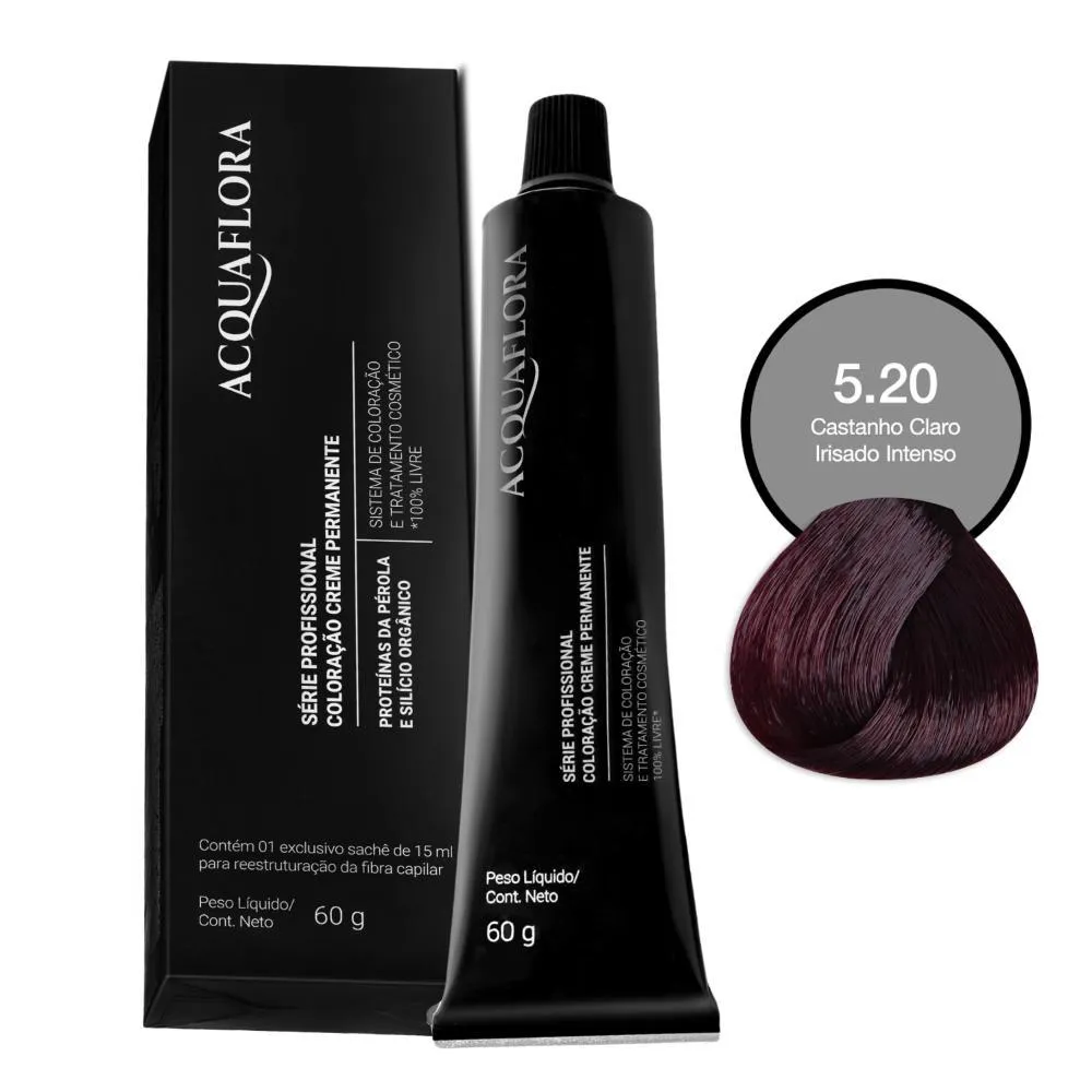 Coloração Acquaflora 5.20 Castanho Claro Irisado Intenso 60g