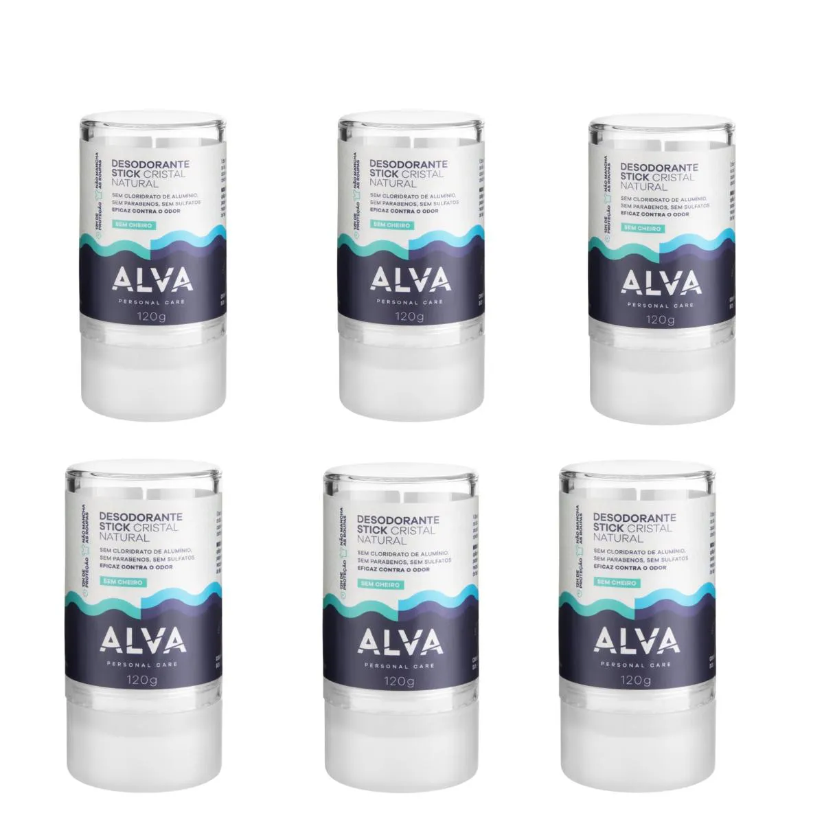 Desodorante Natural Pedra Cristal Alva Alemanha Kit (6 Unid) Meli sem Cheiro