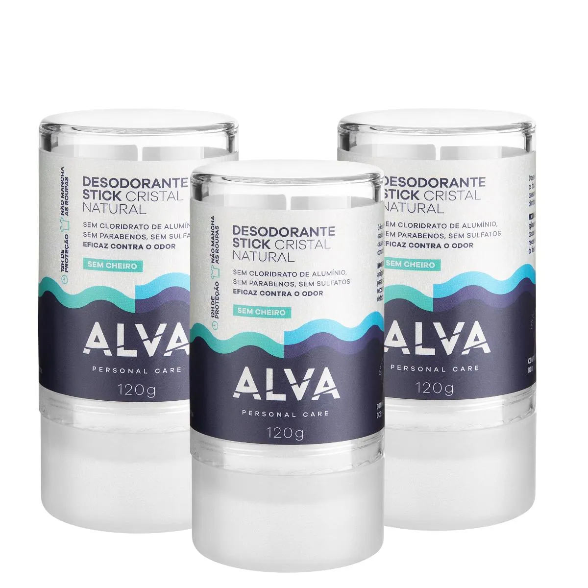 Desodorante Alva Stick 120g Kristall Sensitive (3 Unid) sem Cheiro