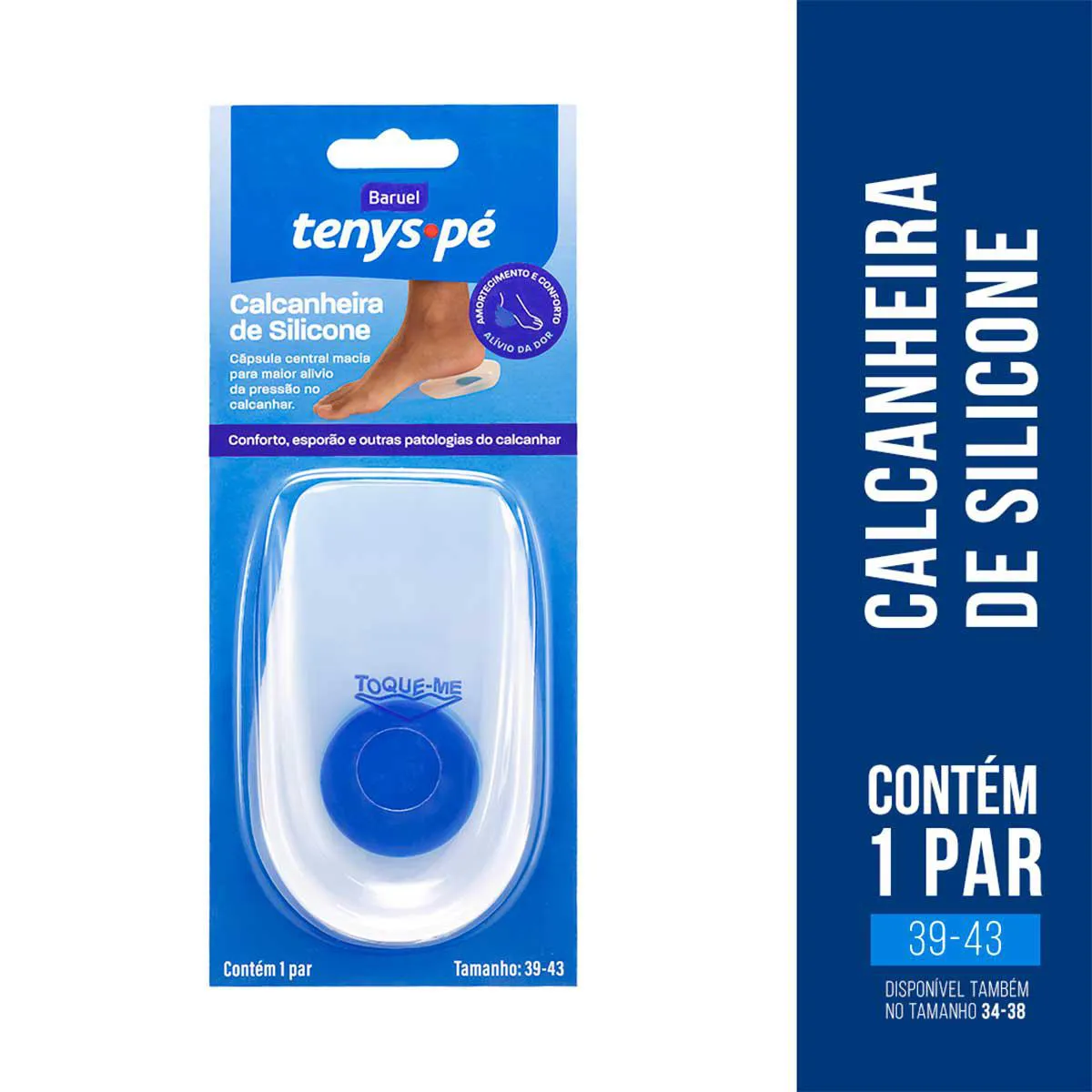Calcanheira de Silicone Tenys Pé Tamanho 39 a 43 com 1 par