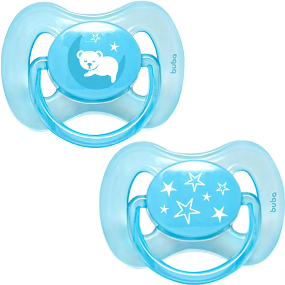 Kit 2 Chupetas Comfort Tamanho 1 Ursinho/estrela Azul - Buba