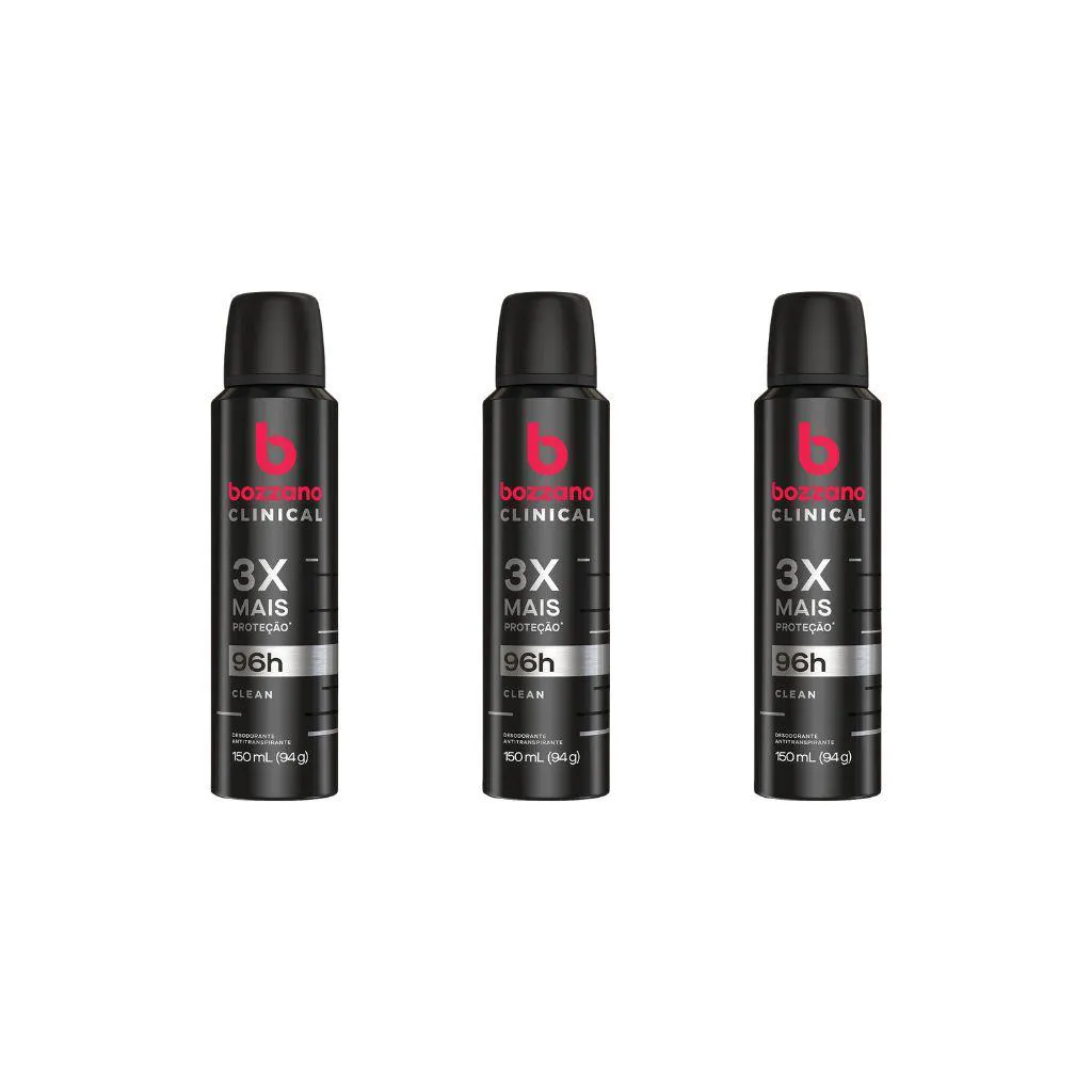 Desodorante Aerossol Bozzano 150 Ml Clinical Clean - Kit C / 3un