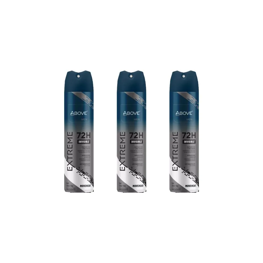 Desodorante Aero Above 150ml Extreme Inv Movem 72h - Kit C / 3un