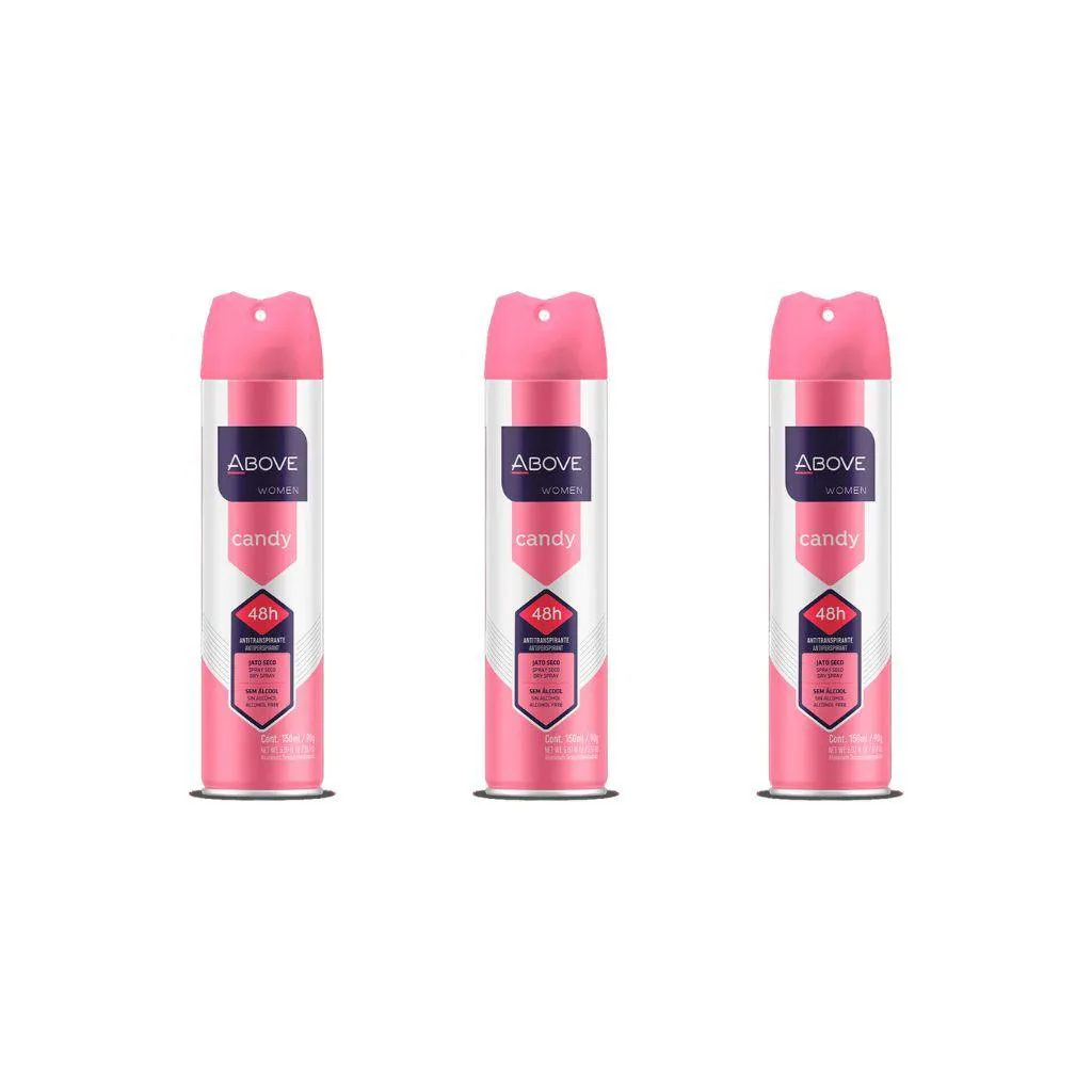 Desodorante Aerossol Above 150 Ml Feminino Candy - Kit C / 3un