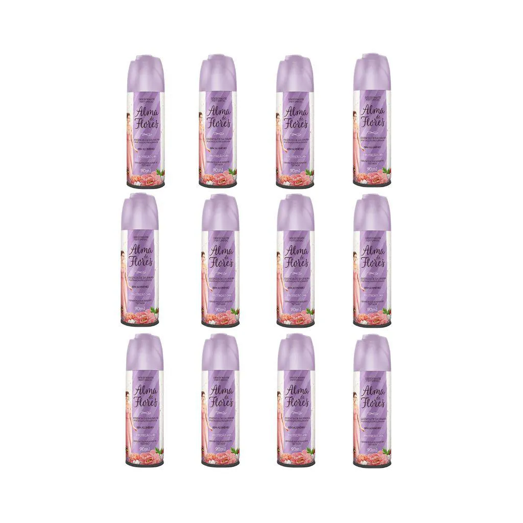 Desodorante Spray Alma de Flores Essência de Baunilha 90ml - Kit C / 12un