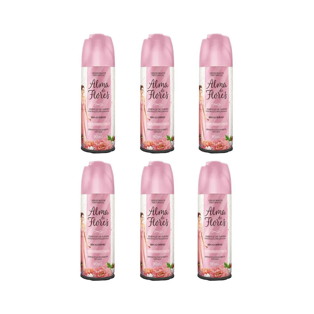 Desodorante Spray Alma de Flores Essência de Jasmin 90ml - Kit C / 6un