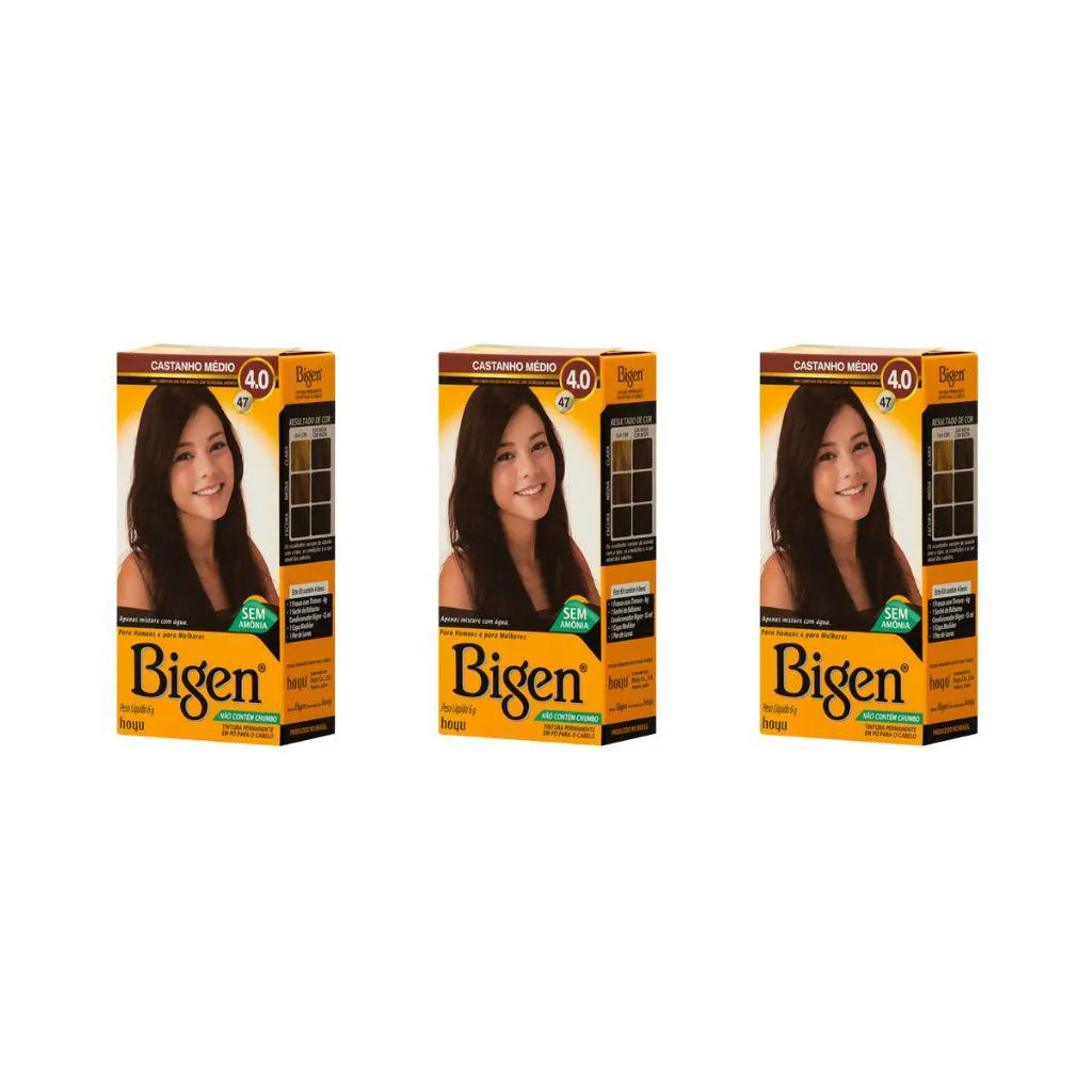 Coloraçao Bigen 47 Castanho Medio - Kit com 3un