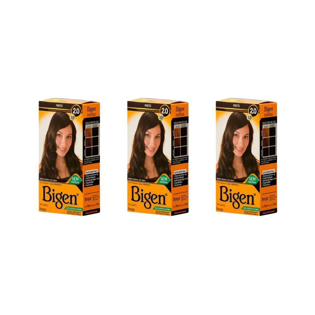 Coloraçao Bigen 57 Preto - Kit com 3un