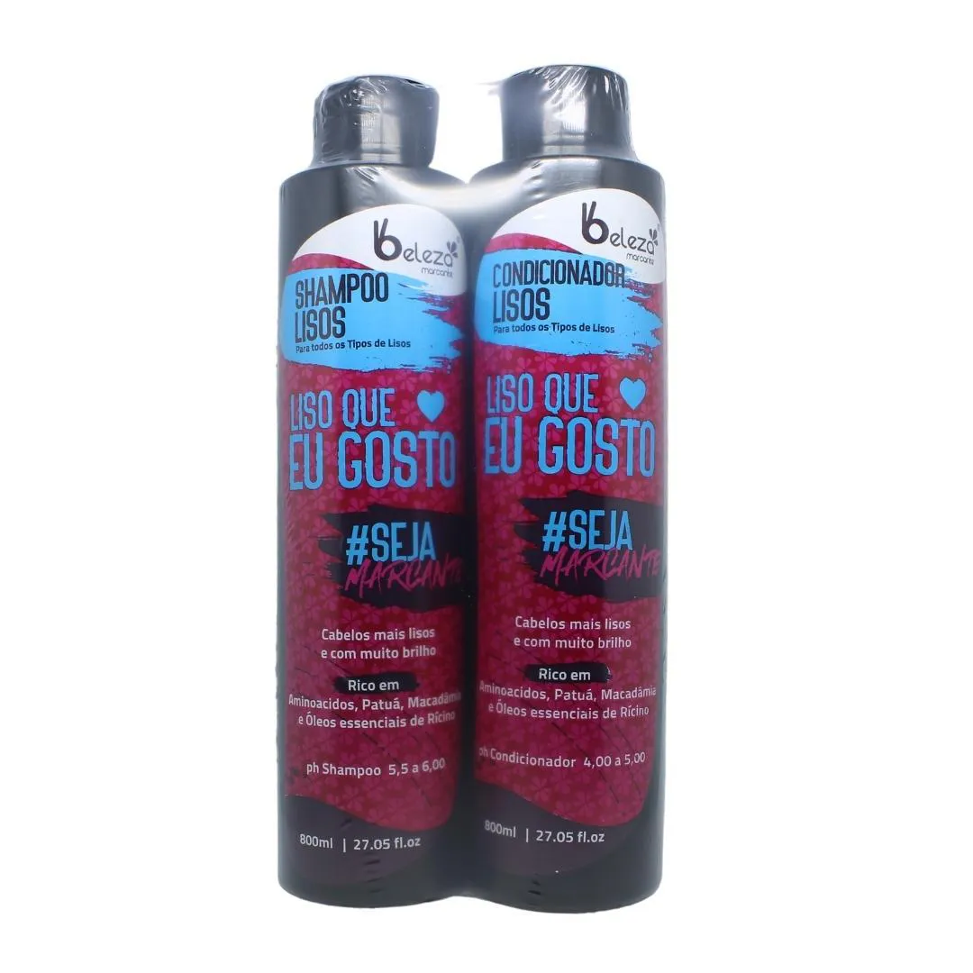 Kit Beleza Marcante Cabelos Lisos Shampoo Condicionador 800ml