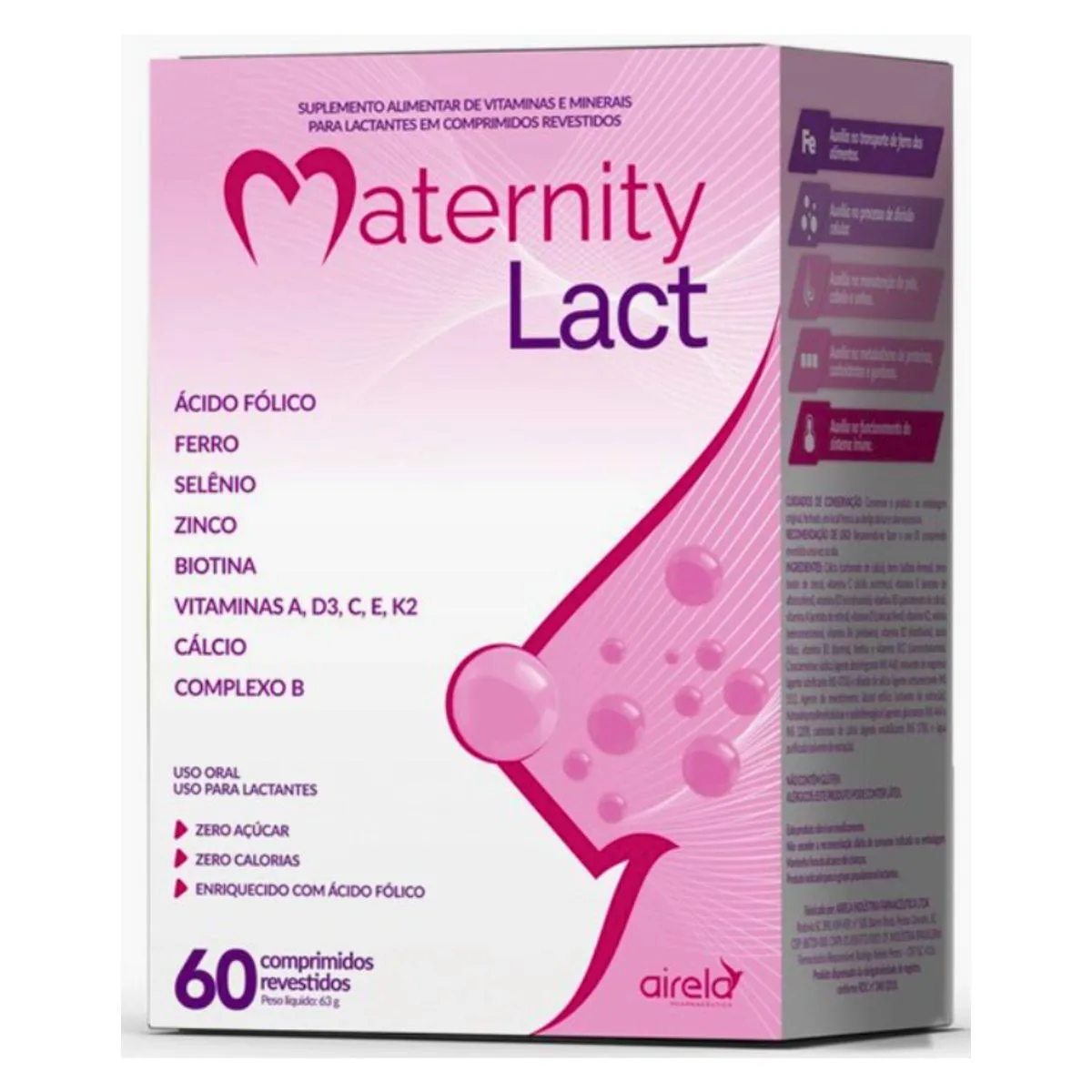 Maternity Lact 60cpr Vitamina A,d3,c,e, K2, Zinco, Biotina para Gravidas e Lactantes