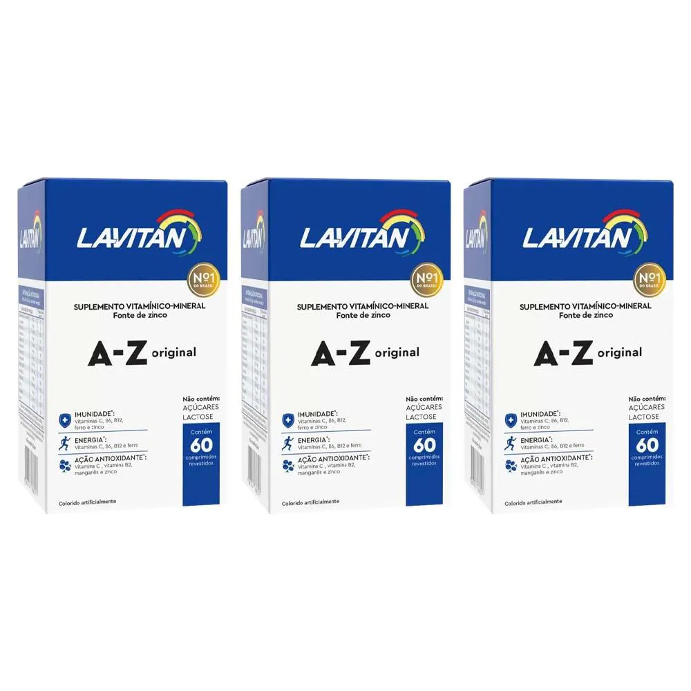Kit 3 Suplemento Lavitan a - Z Homem 60 cápsulas - Cimed